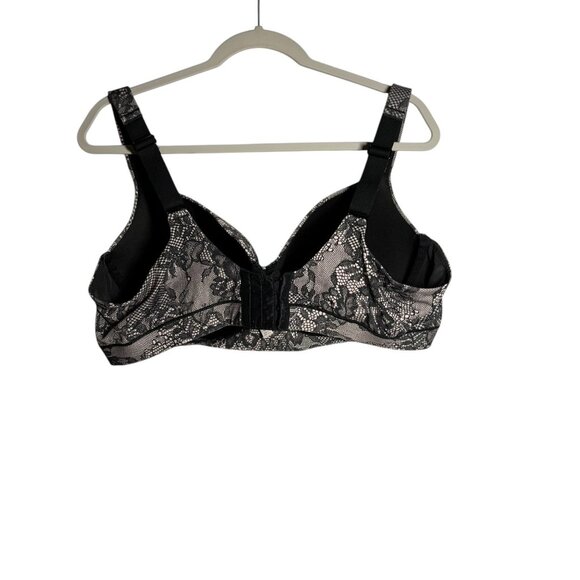 Cacique Black & Nude Lace Full Coverage Underwire Bra Size 44DD Adjustable Strap - Picture 4 of 6